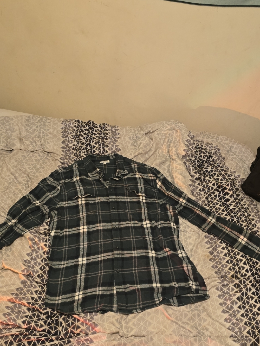 Sonoma Green and White Plaid Flannel Shirt